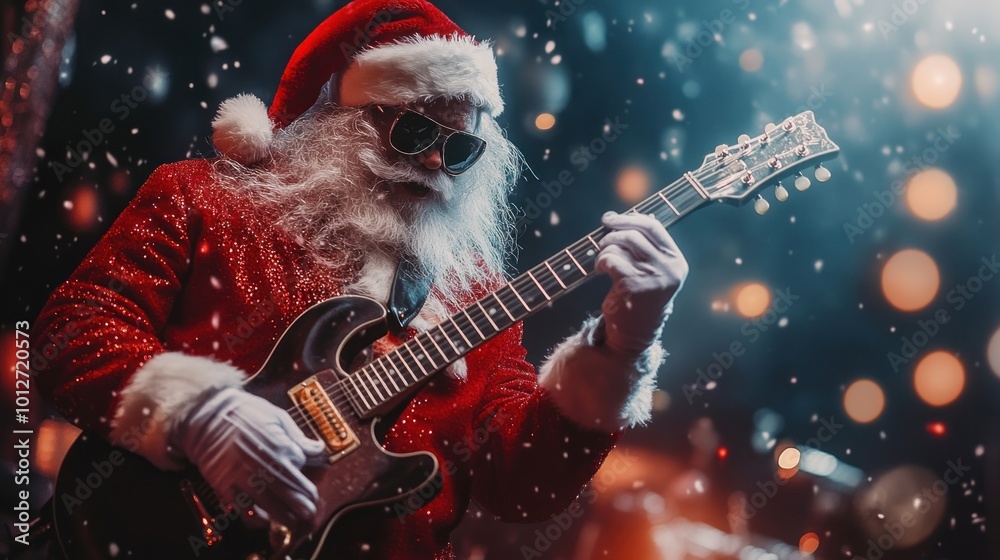 Santa Claus and rock-n-roll on blurred background Santa Claus and rock-n-roll on blurred background