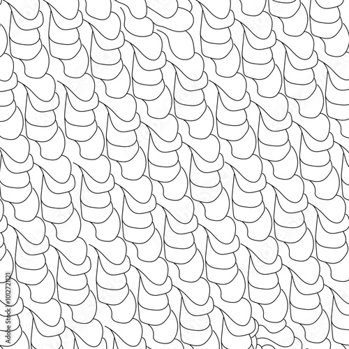 Cooled layers of lava or wax in a molten, flowing style.