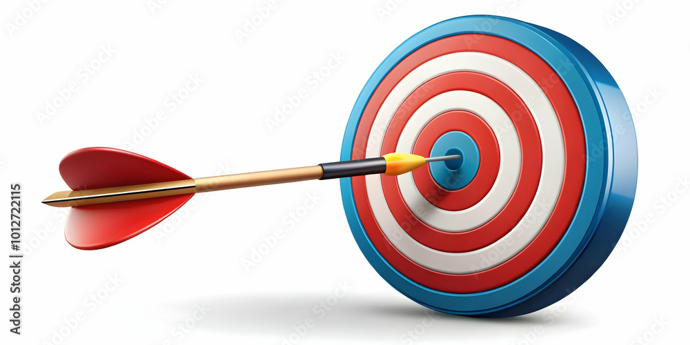 Vector Illustration of a Bullseye Target with Dart Hitting Center, Representing Marketing Success and Strategies, Ideal for Business Infographics Vector Illustration of a Bullseye Target with Dart Hitting Center, Representing Marketing Success and Strategies, Ideal for Business Infographics