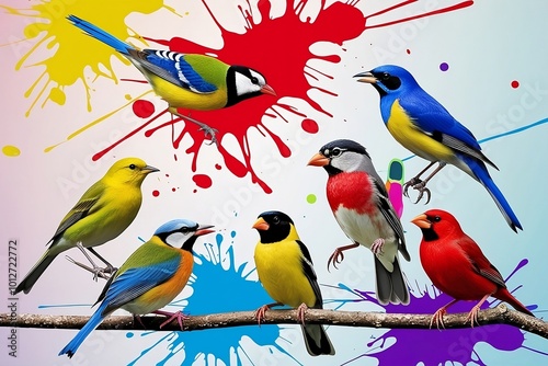Joyful Journeys Birds Embracing a Splash of Color photo
