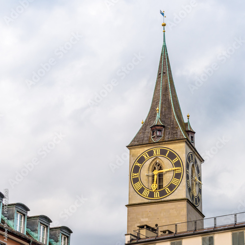 Architectural Elements of Historical buildings in the center of Zurich, Switzerland.