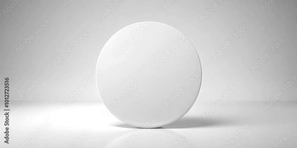 Forced perspective white circle on white background symbolizing silence, harmony, and peace Forced perspective white circle on white background symbolizing silence, harmony, and peace