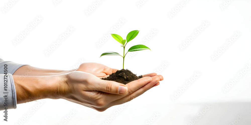 Flat Hands Passing a Seedling on White Background - Symbolizing Growth, Community, and Compromise in ESG Business Negotiations - Ample Copy Space for Your Creative Needs Flat Hands Passing a Seedling on White Background - Symbolizing Growth, Community, and Compromise in ESG Business Negotiations - Ample Copy Space for Your Creative Needs
