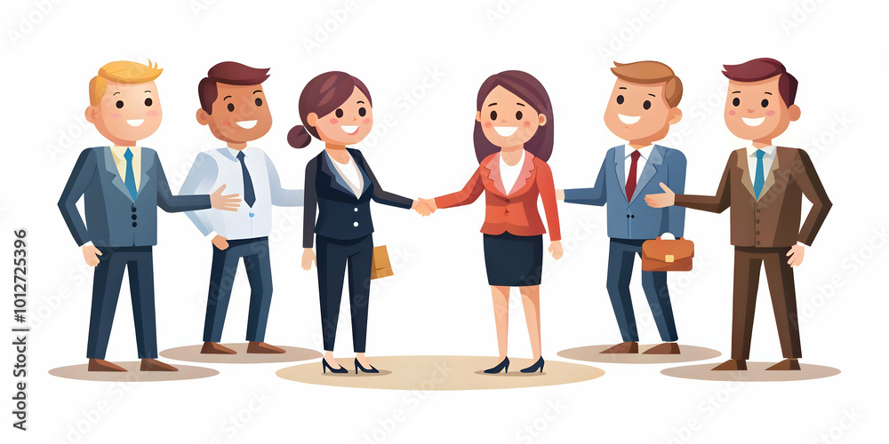 Flat Candid Negotiation: Smart Business Professionals Finding Middle Ground in ESG Discussions � Vector Illustration of a Productive Agreement Moment Flat Candid Negotiation: Smart Business Professionals Finding Middle Ground in ESG Discussions � Vector Illustration of a Productive Agreement Moment