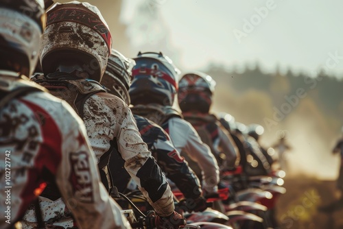 Motocross competitors await the race start