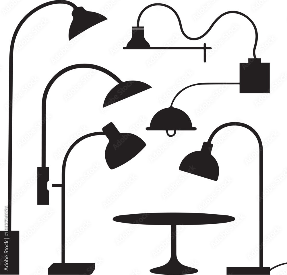 Fototapeta premium vector silhouette image of a lamp on a white background Art & Illustration