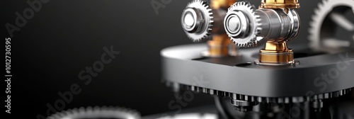 Close-up of two pistons in a cylinder with four valves, showcasing the intricate design and precision engineering of a powerful engine. photo