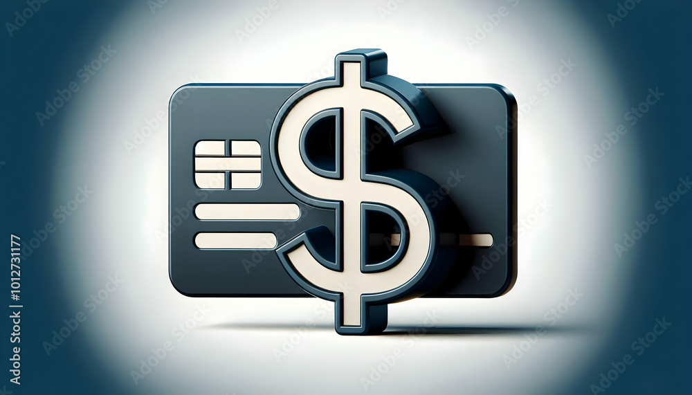 Obraz premium 3D Isolated Business Card and Dollar Sign Concept - Sleek Vector Design for Business Finance and Corporate Branding on White Background