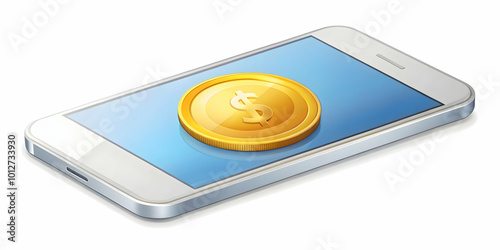 Wallpaper Mural Vector Icon of Smartphone with Coin for Mobile Payments - Modern Illustration for Banking Infographics and Digital Transactions Torontodigital.ca
