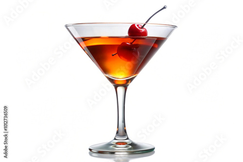 Manhattan cocktail,isolated on white background