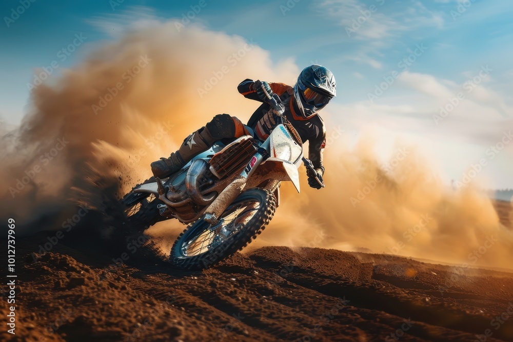 Motorcyclist speeding on off road course