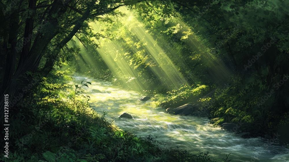 Obraz premium Sunlight through Forest Canopy