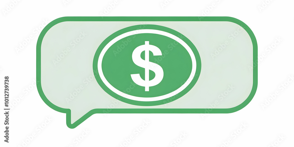 Vector Icon of a Speech Bubble with Dollar Sign for Financial Communication in Infographics on Financial Advice and Customer Service Vector Icon of a Speech Bubble with Dollar Sign for Financial Communication in Infographics on Financial Advice and Customer Service