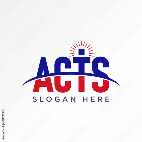 Logo design graphic concept creative abstract premium vector stock initial text ACTS font christian cross church Related monogram religion ellipse cut