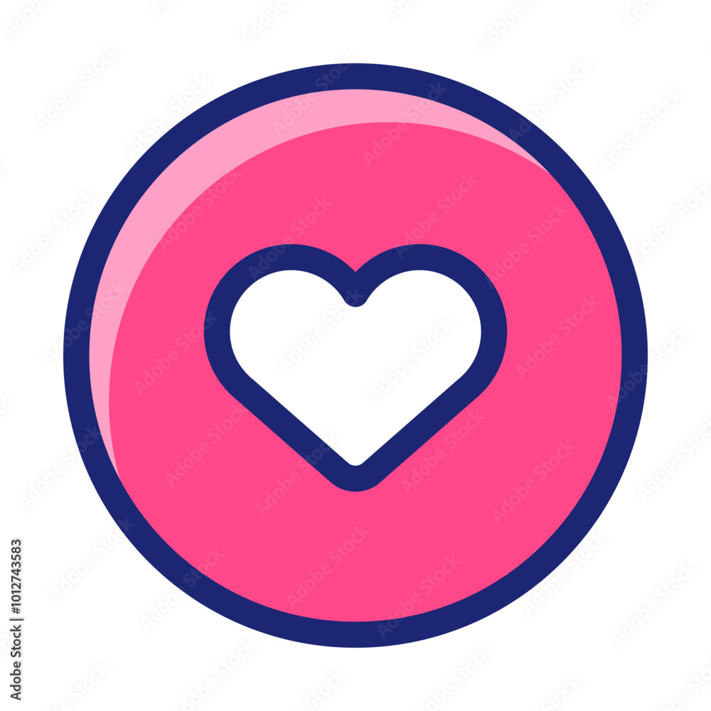isolated white heart symbol on pink circle, vector illustration isolated white heart symbol on pink circle, vector illustration