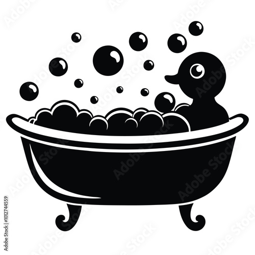 Cute Baby Duck in Tub vector