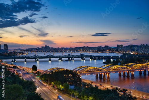 romantic night view of Seoul, Korea