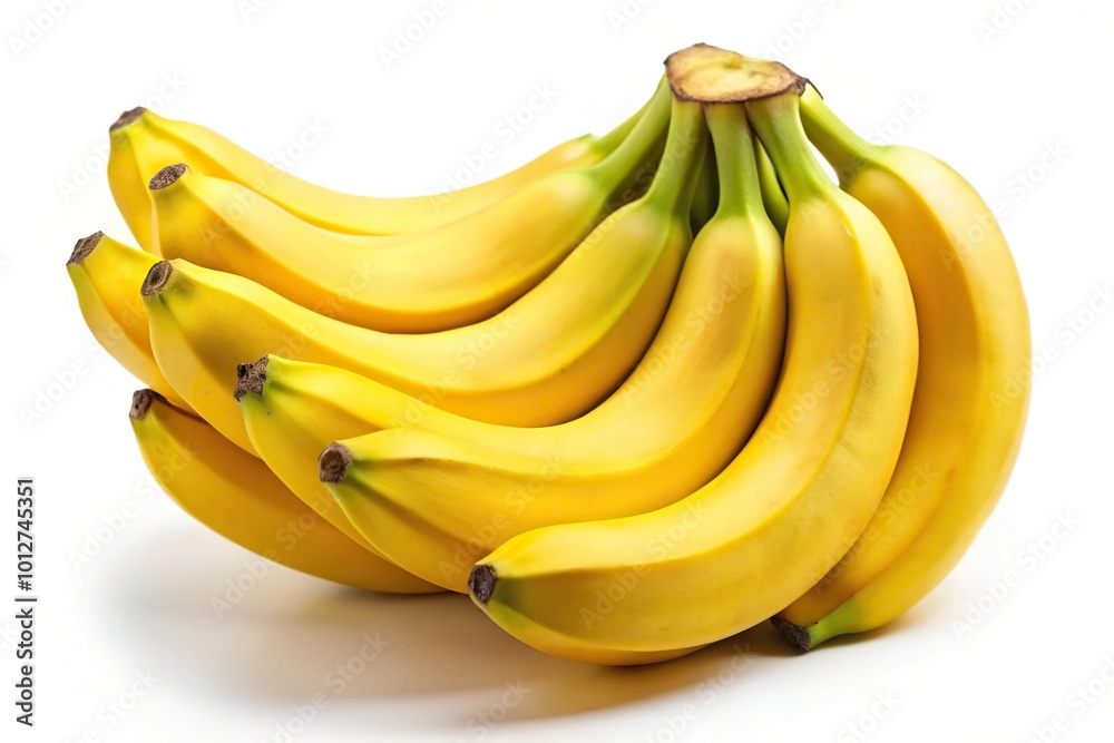 Fresh bunch of yellow bananas isolated on white background Fresh bunch of yellow bananas isolated on white background