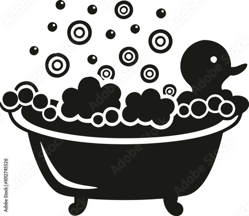 Cute Baby Duck in Tub vector