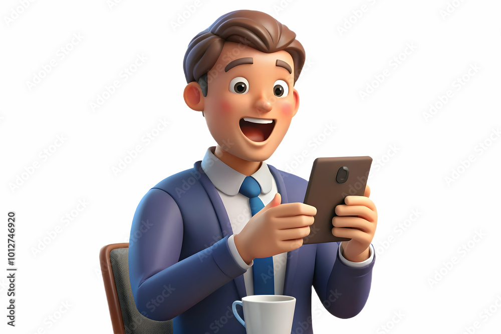 Flat Unexpected job offer celebration concept as Pan across a cafe or public space focusing on a person casually checking their phone. Zoom in as their expression changes to shock and joy upon receivi Flat Unexpected job offer celebration concept as Pan across a cafe or public space focusing on a person casually checking their phone. Zoom in as their expression changes to shock and joy upon receivi