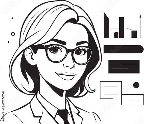 Cartoon character drawing of a female manager