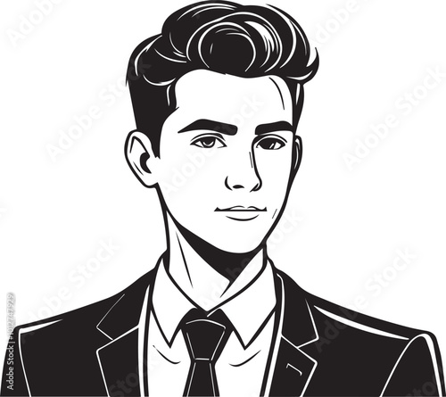 Cartoon character stroke of a young male manager