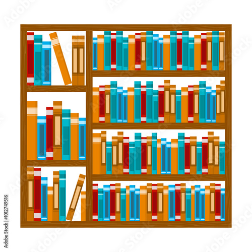 bookshelf with colorful books