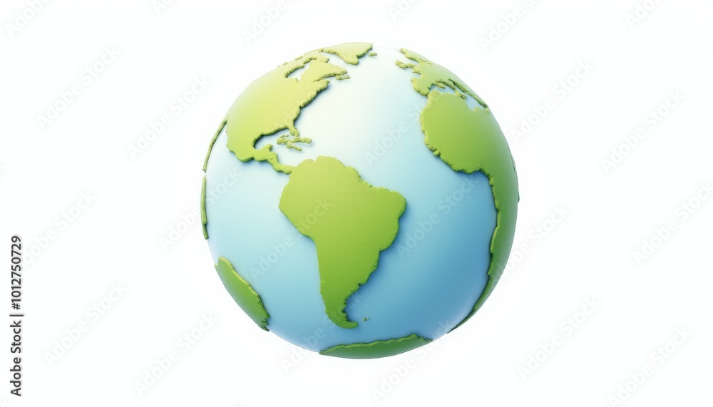 A green and blue globe with the continents of North America and South America A green and blue globe with the continents of North America and South America