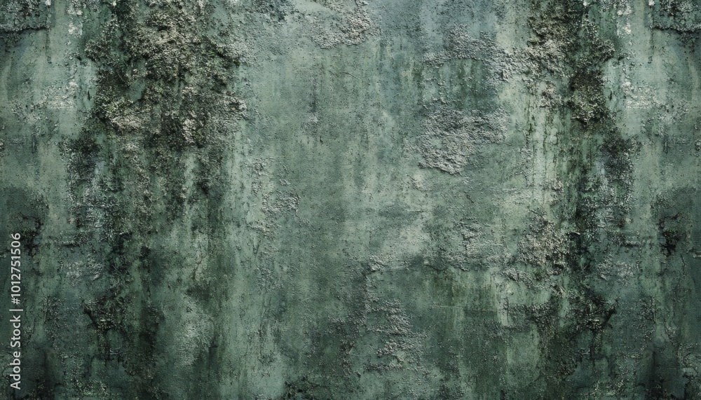 Obraz premium A seamless texture of a weathered, green concrete wall with a rough, uneven surface.