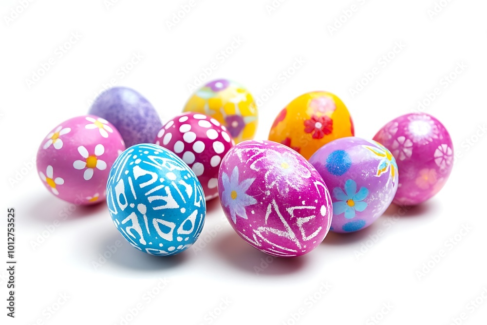Easter eggs isolated on a white background. Handmade colorful Easter eggs. Easter celebration concept. Easter eggs isolated on a white background. Handmade colorful Easter eggs. Easter celebration concept.