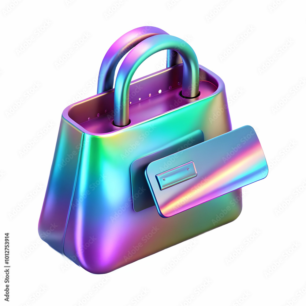 Glowing Holographic Credit Card Emerging from a Glossy Shopping Bag - Artistic Image Symbolizing Modern Commerce and E-Commerce Transactions with Ample Copy Space Glowing Holographic Credit Card Emerging from a Glossy Shopping Bag - Artistic Image Symbolizing Modern Commerce and E-Commerce Transactions with Ample Copy Space