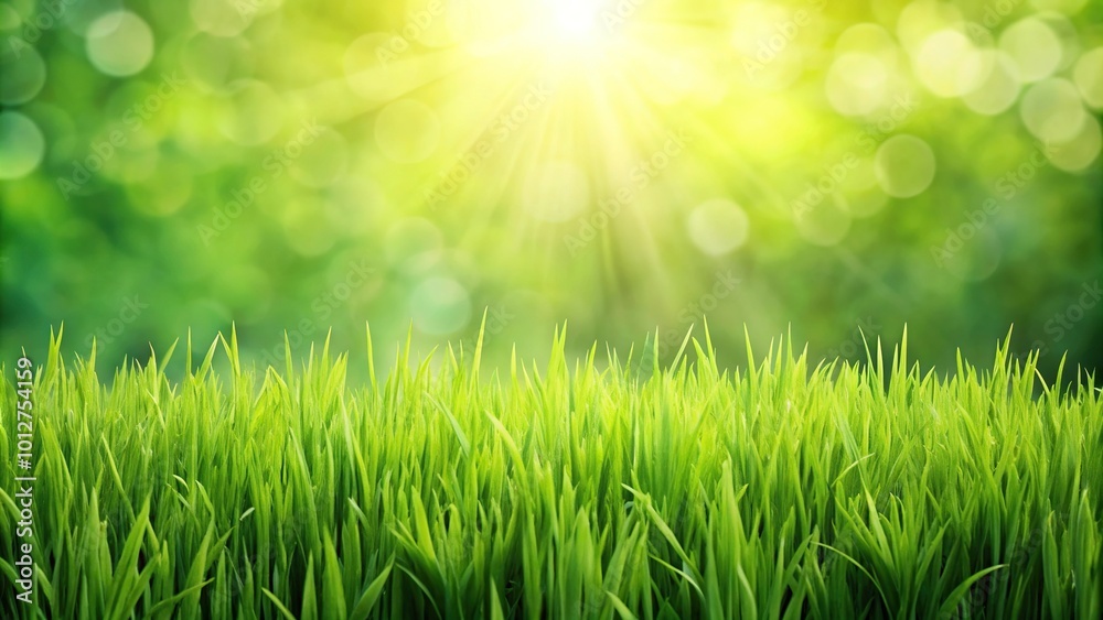 Fototapeta premium Fresh green grass background with copy space point of view