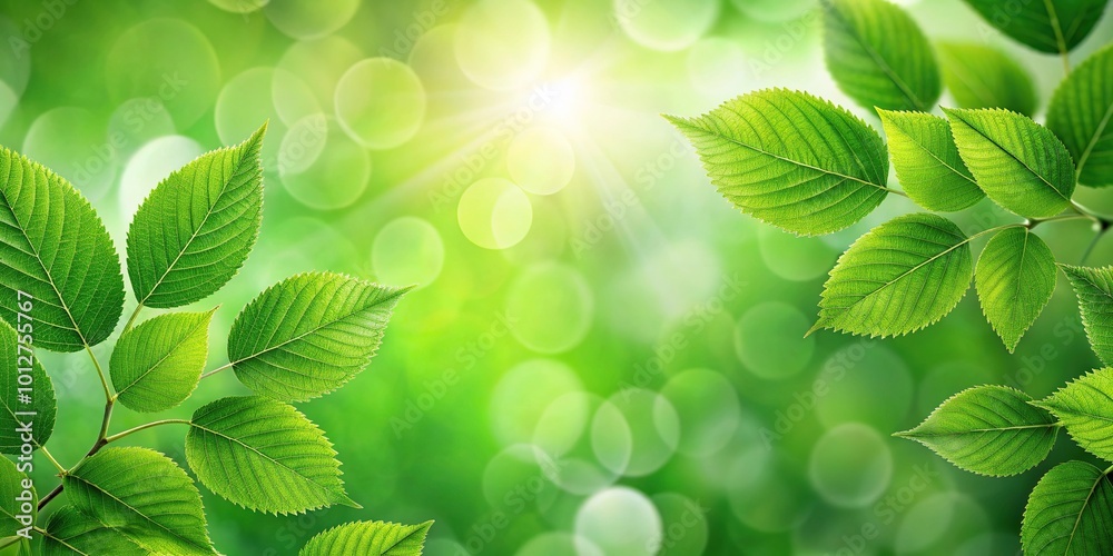 Fresh green leaves with blurred bokeh background creating a natural depth of field