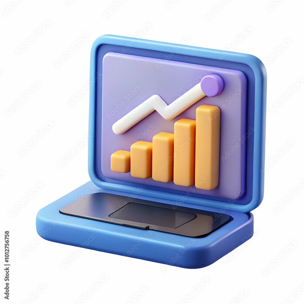 Vector Icon of Laptop with Rising Graph - Online Financial Analysis & Trading Infographic for Digital Finance and Investment Platforms Vector Icon of Laptop with Rising Graph - Online Financial Analysis & Trading Infographic for Digital Finance and Investment Platforms