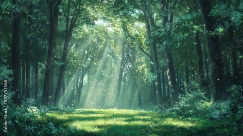 Sun Rays Through Forest