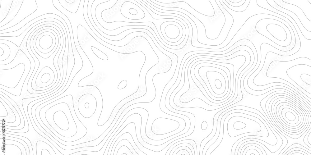 Ocean topographic line map with curvy wave isolines vector illustration. Abstract topographic contours map background, Vector contour topographic map. Cartography texture abstract banner use.	