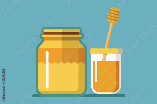 Jar of honey vector art illustration