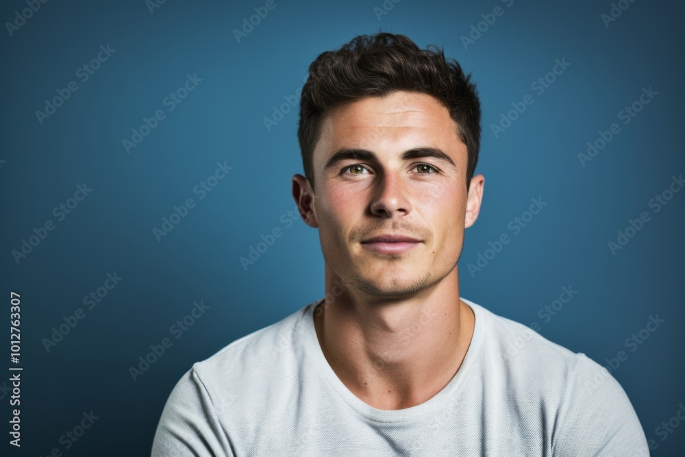 Portrait of a handsome young man, isolated on blue background. Portrait of a handsome young man, isolated on blue background.