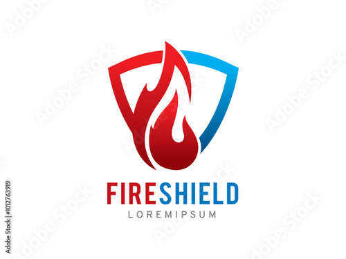 Fire and Shield logo symbol or icon template