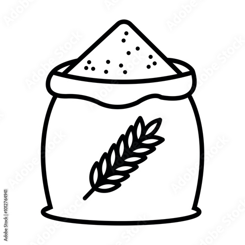 Bag of wheat line icon, outline style bag of wheat icon vector flat illustration isolated on white background.