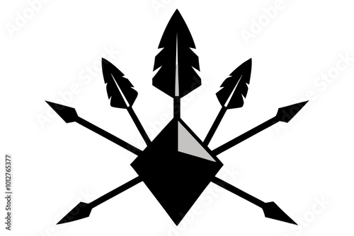 Native American Stone Arrowheads | vector silhouette illustration on white background