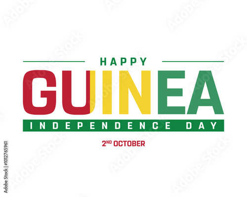 GUINEA Independence Day vector design on a white background, National Day of GUINEA with national flag, Typographic Design of GUINEA Independence Day, Vector design of Guinea national day