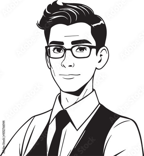 Cartoon character stroke of a young male manager