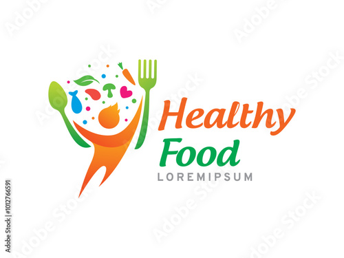 Healthy Food and People logo symbol or icon template