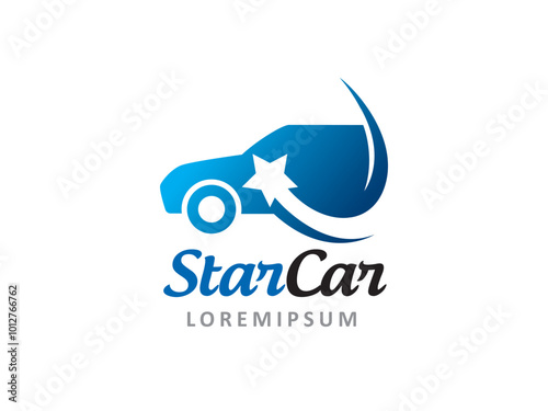 Car and star logo symbol or icon template