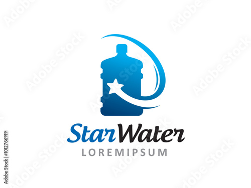 Water gallon and Star logo symbol or icon template
