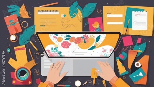 background with a computer