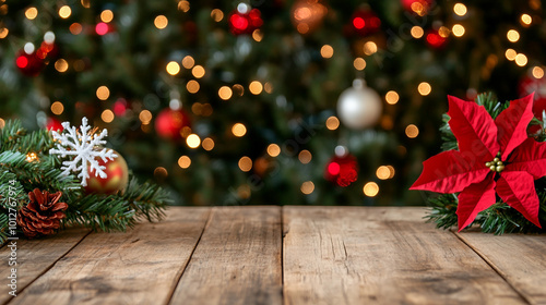 Cozy Christmas Living Room Decorated with Poinsettias and Beautiful Trees