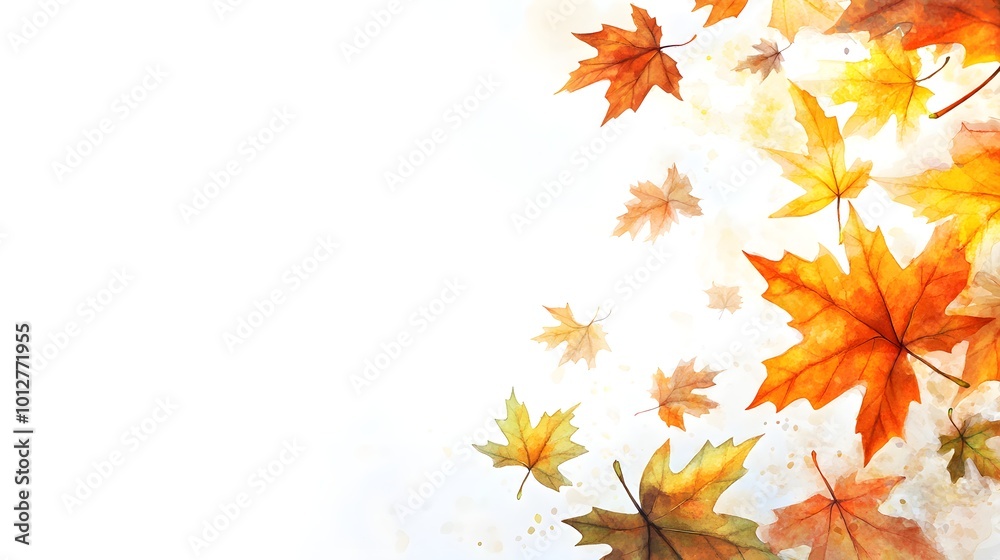 Autumn Rain on Leaves, vibrant abstract watercolor depicting the serene beauty of falling rain on colorful foliage Autumn Rain on Leaves, vibrant abstract watercolor depicting the serene beauty of falling rain on colorful foliage