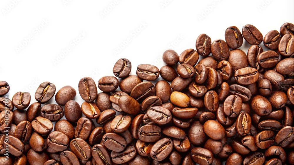 Fresh roasted coffee beans on white background Fresh roasted coffee beans on white background